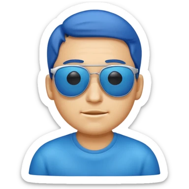 blue emoji face with sunglasses, representing a sigma boy attitude sticker