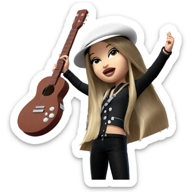 girl with guitar and hat sticker