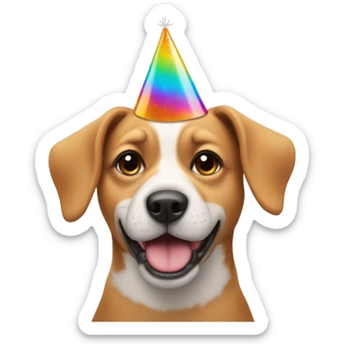 dog with a party hat sticker