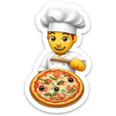Chef making pizza on gondola  sticker
