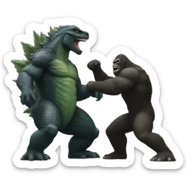 Godzilla fighting king kong sticker