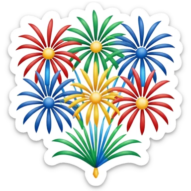 Several realistic Fireworks  sticker