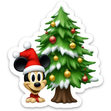 Topolino con l’albero di Natale sticker