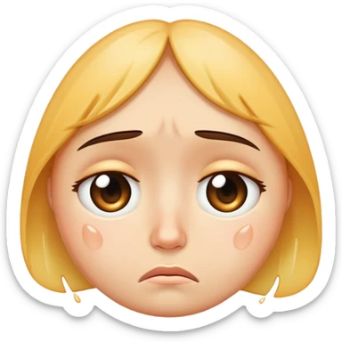 face with big teardrops, sad but cute sticker
