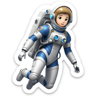  Cinematic Realistic Astronaut with Jetpack – A futuristic astronaut in a sleek, high-tech spacesuit, propelling forward with an advanced jetpack. The suit’s intricate details shimmer under distant starlight, with thrusters emitting a soft, controlled blue glow. sticker