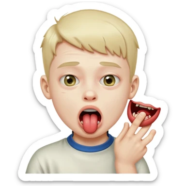 Boy choking himself with x eyes and tongue Out sticker