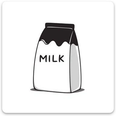 hand-drawn doodle of a milk carton sticker