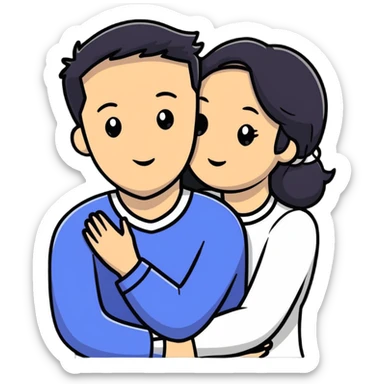 married couple, husband and wife embracing sticker