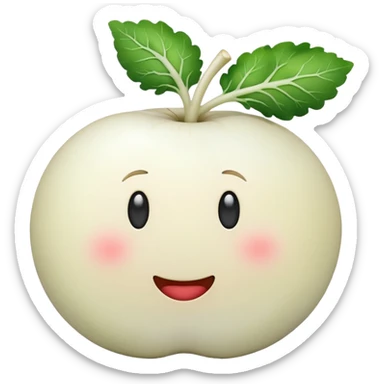 Make white radish apple emoji style sticker