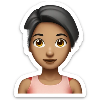 Girl with black straight long hair and brown eyes and long lashes in red top  sticker