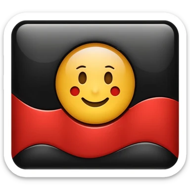 A wawy black and red rectangle with medium sized yellow circle in the middle sticker
