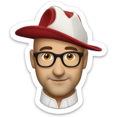 stanley tucci wearing a mitre cardinal hat sticker