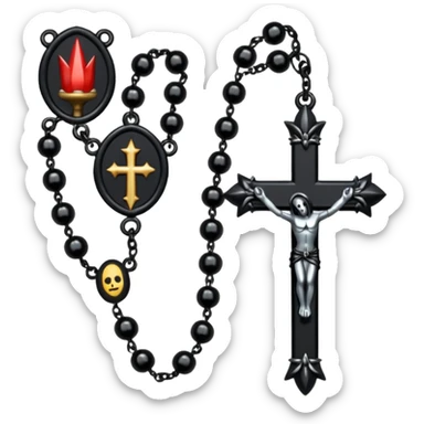Gothic rosary with spikes instead of beads, dark iOS emoji style sticker