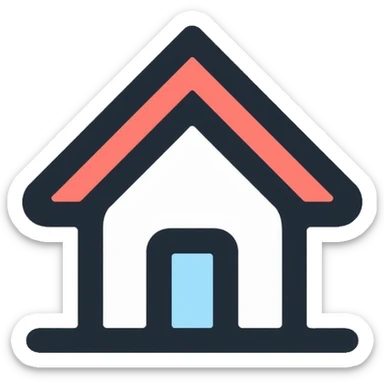 simple home house with roof and door sticker