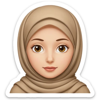 Make a girl with a hijab apple emojies styles and make her white and only her face appear and looking forward not left or right sticker