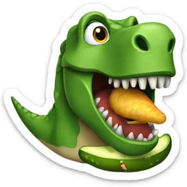 Dinosaur eating a pickle sticker