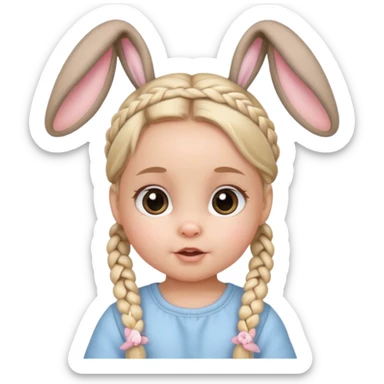 bunny ear accessory wearing baby braided hair sticker