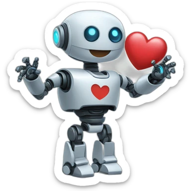 robot doing heart with hands sticker