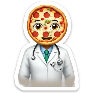 Pizza wearing ￼a stethoscope  sticker