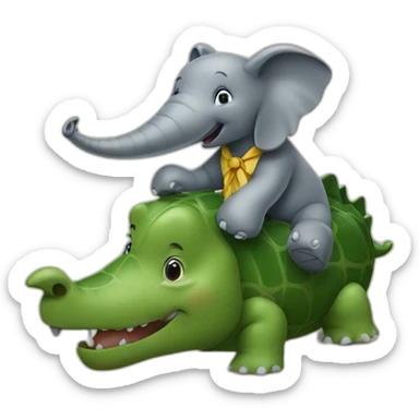 Elefant riding a crocodile sticker