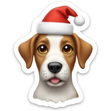 Dog in Christmas hat sticker