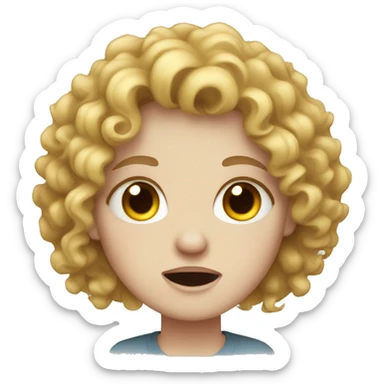 Curly hair pale skin female crying  sticker