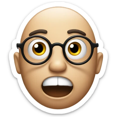 shocked emoji with round glasses sticker