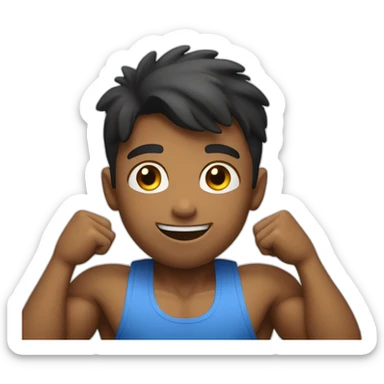 A gym boy telling hi  sticker