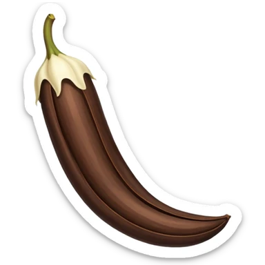 a vanilla bean pod, realistic, dark brown, isolated on white background sticker