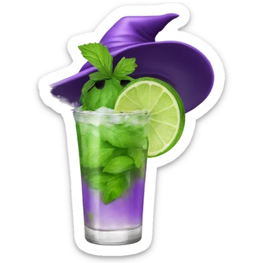 Mojito with purple witch hat sticker