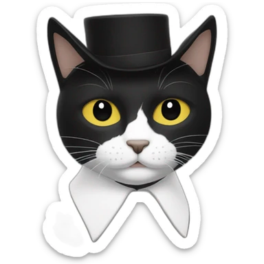 Chat noir et blanc avec une tâche sur le museau  sticker