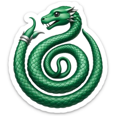 Slytherin Hogwarts house emblem, green and silver, featuring a serpent, modern emoji style sticker