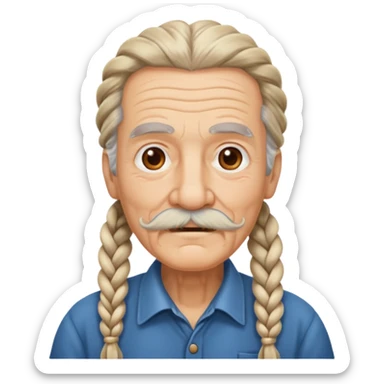 very old,  and mustached, haired, braided, sticker