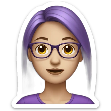 girl with glasses dressed in purple with pale skin and brown hair sticker