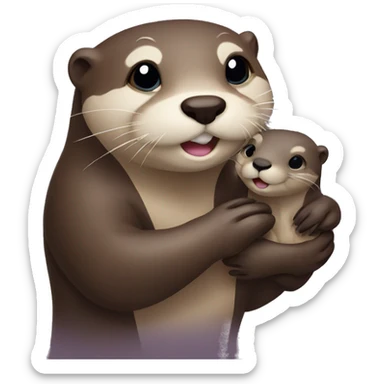 otter holding otter sticker
