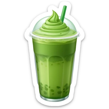 realistic green iced matcha drink to go drink sticker