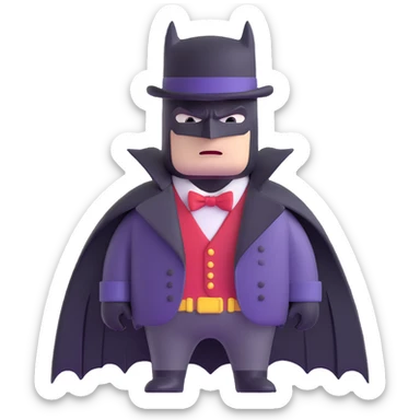 Batman wearing Victorian era clothes with top hat and coat sticker