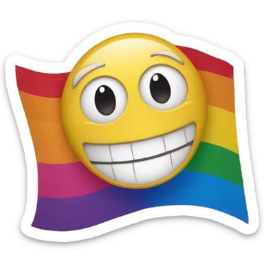 Pride flag with laughing face in the middle sticker