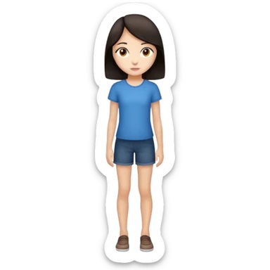 Make an emoji of a slender, full-length girl with dark hair and brown eyes sticker