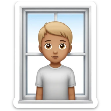 kid standing at window looking outside sticker