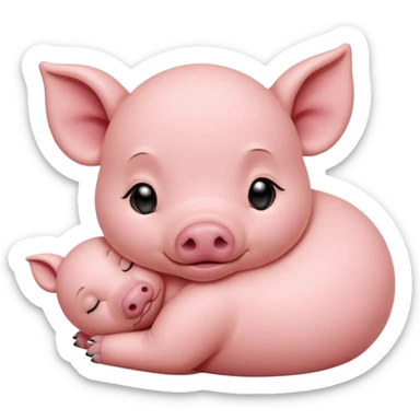Sleeping Piglet – tiny pink pig curled up, eyes closed sticker