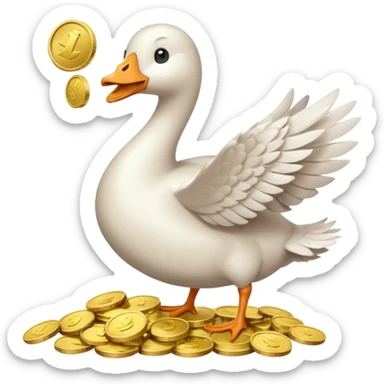 cute goose tossing coins in the air sticker
