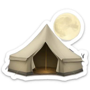 Tent under a full moon with stars sticker