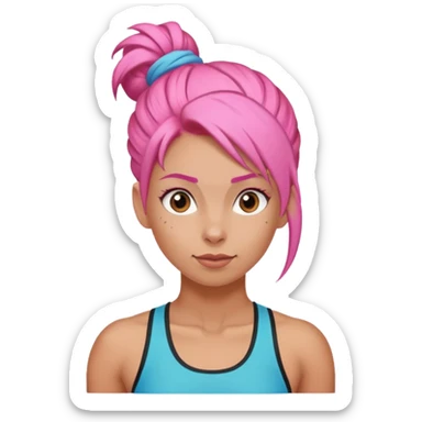 climber woman with pink bun hair sticker