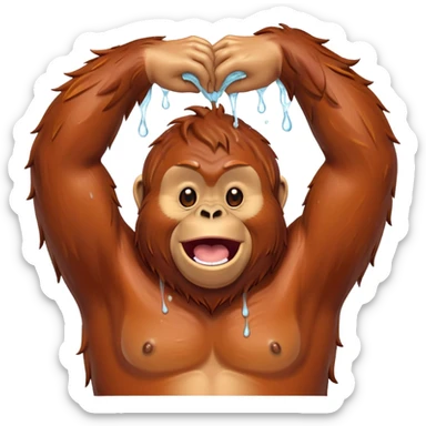 orangutan washing its armpits while singing sticker
