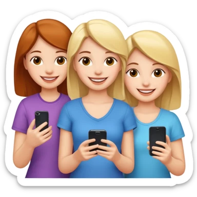 Three girls taking selfie sticker