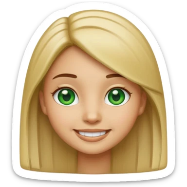 Light skin girl emoji with straight hair and green eyes sticker