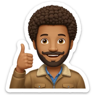 black man with beard, mustache, and short afro with his thumb up sticker