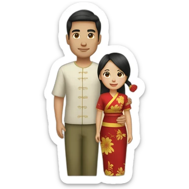 Me and My wife wearing tradional vietnam clothes sticker