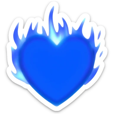 Blue heart with blue flames sticker